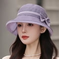 thumbnail image 2 of Fgnfyis Elegant Women's Bowknot Wide Brim Cloche Sun Hat for Wedding Tea Party Outdoor Summer Lightweight Breathable Foldable Dark Purple M, 2 of 4