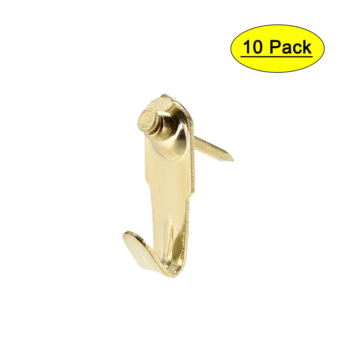 PACK 10 Brass Plated SINGLE PICTURE HOOK inc Pin/Nail Photo Frame Hanging Kit.