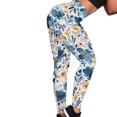 thumbnail image 4 of DISNIMO Flower Printed High Waisted Workout Leggings for Women, Yoga Pants Leggings Athletic High Waisted Yoga Pants for Workout Sport, Blue and White, S, 4 of 6