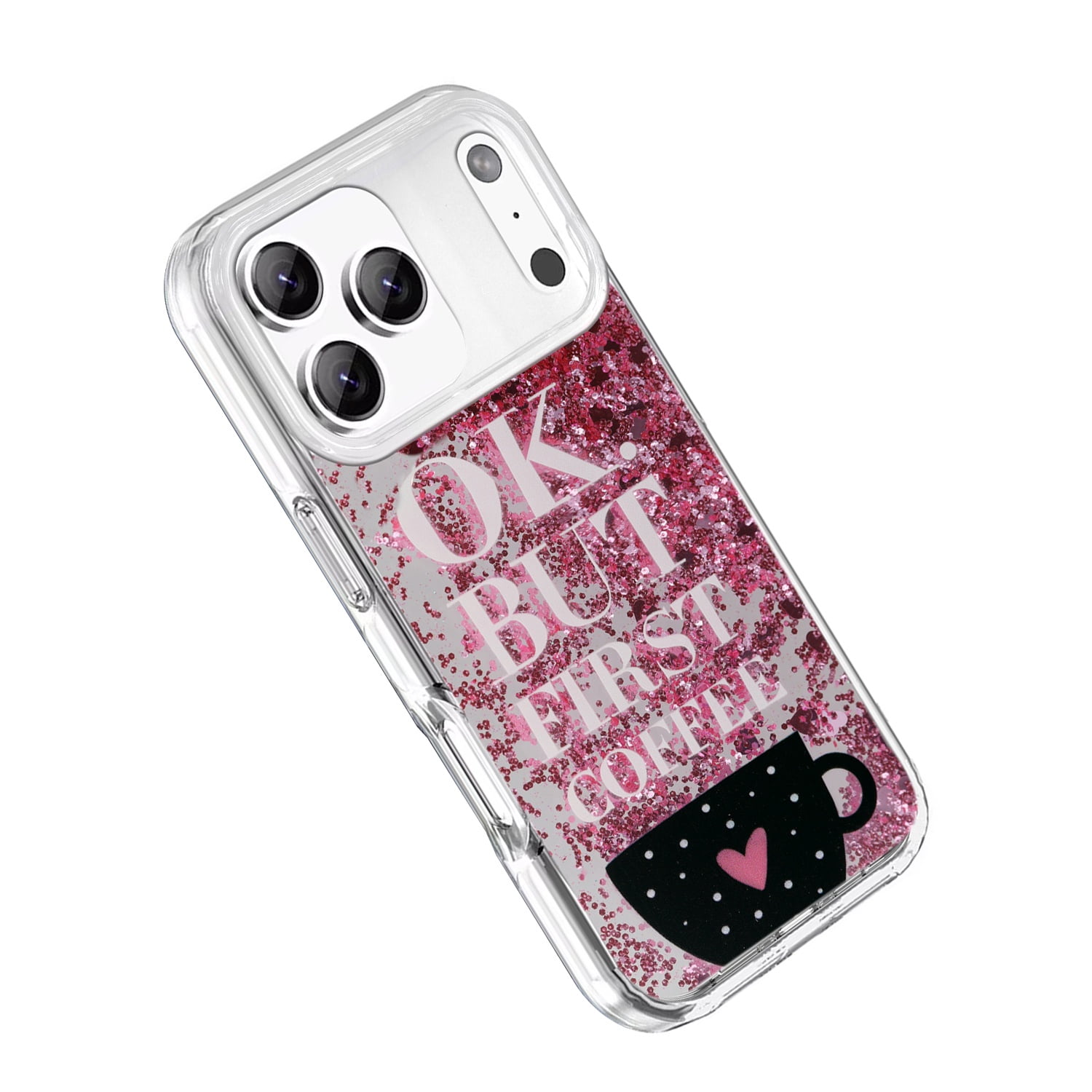 Durable Liquid Quicksand Glitter Cover Case for iPhone 17 Pro Max - Pink