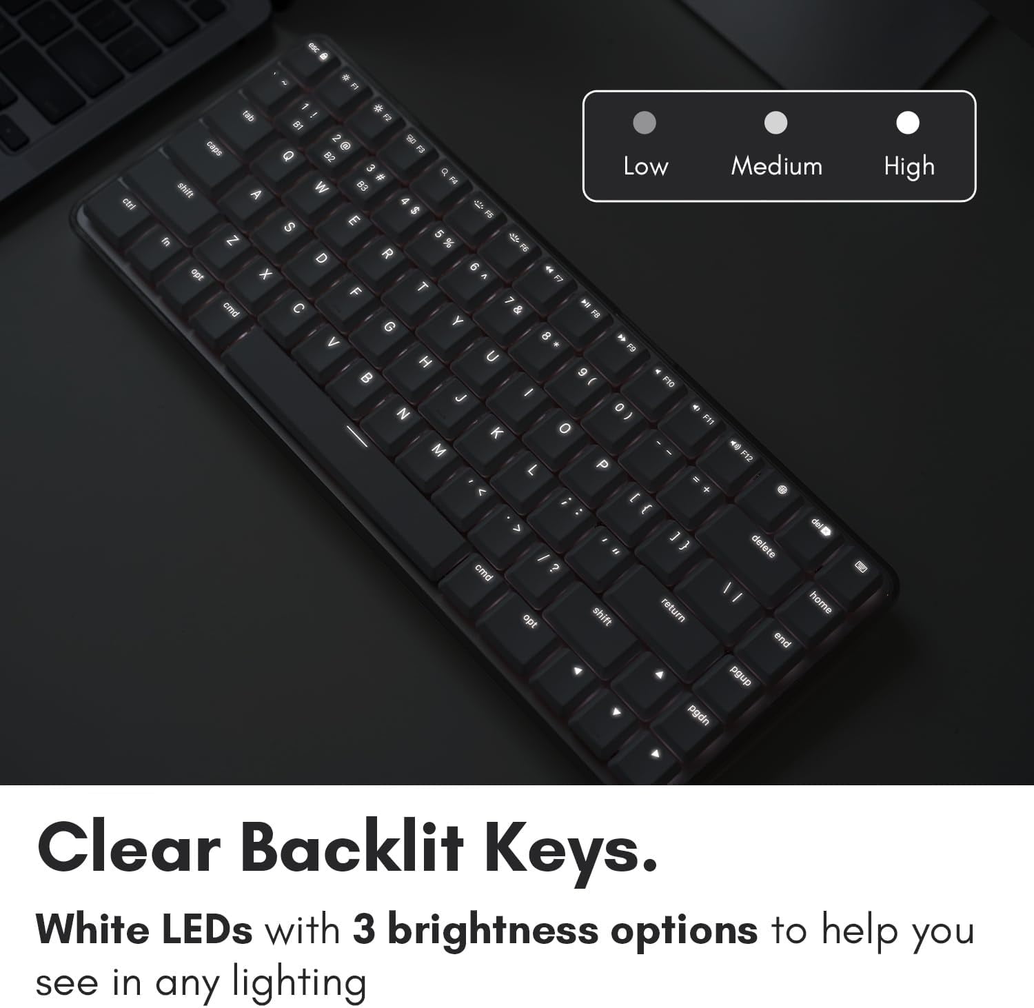 Macally Wireless Mechanical Keyboard for Mac | Compatible Bluetooth Apple Keyboard (75% Size, Blue Tactile Switches)  Compact, Multi Device, Backlit for MacBook Pro/Air, iMac, Mac Mini/Pro