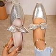 thumbnail image 3 of Rokment Bow Metallic Dress Shoes for Women Bride Wedding 2026 Fall Fashion Casual Leather Pointed Toe Ballet Flat Comfortable Low Heels Walking Slip on Dressy Loafers Gold Size 6.5, 3 of 6
