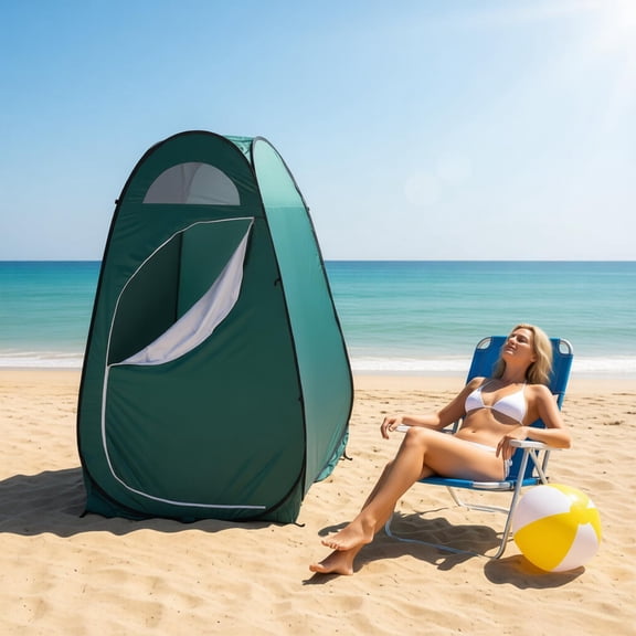 Pop Up Privacy Tent Portable Outdoor Camping Toilet Shower Changing Room Shelter 4x4x6.3 ft Instant Setup with Carry Bag Stakes, Lightweight Army Green for Beach Festival RV Travel