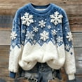 thumbnail image 2 of Women Christmas Outfit Women's Cozy Pullover Sweater Soft Crewneck Casual Winter Holiday Warm Top For Festive Outfit Blue S, 2 of 3