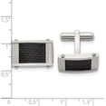 thumbnail image 3 of Chisel Stainless Steel Brushed and Polished Black Carbon Fiber Inlay Cufflinks - 11mm, 3 of 5
