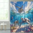 thumbnail image 3 of MIZHONA Ocean Beach Shower Curtain Coastal Sea Turtle Fabric Bathroom Curtain 60x72 in, 3 of 4