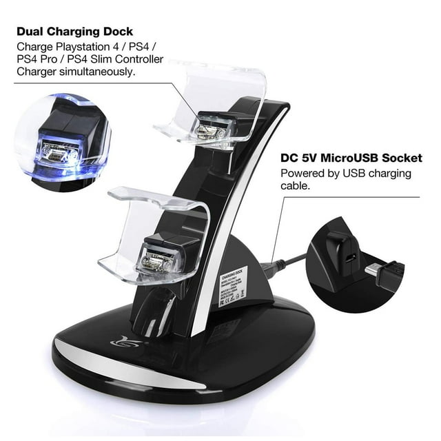 Station de Charge Double Ports USB pour Manette de Jeu Station de Charge; Remplacement de Support de Jeu pour Manette PS4