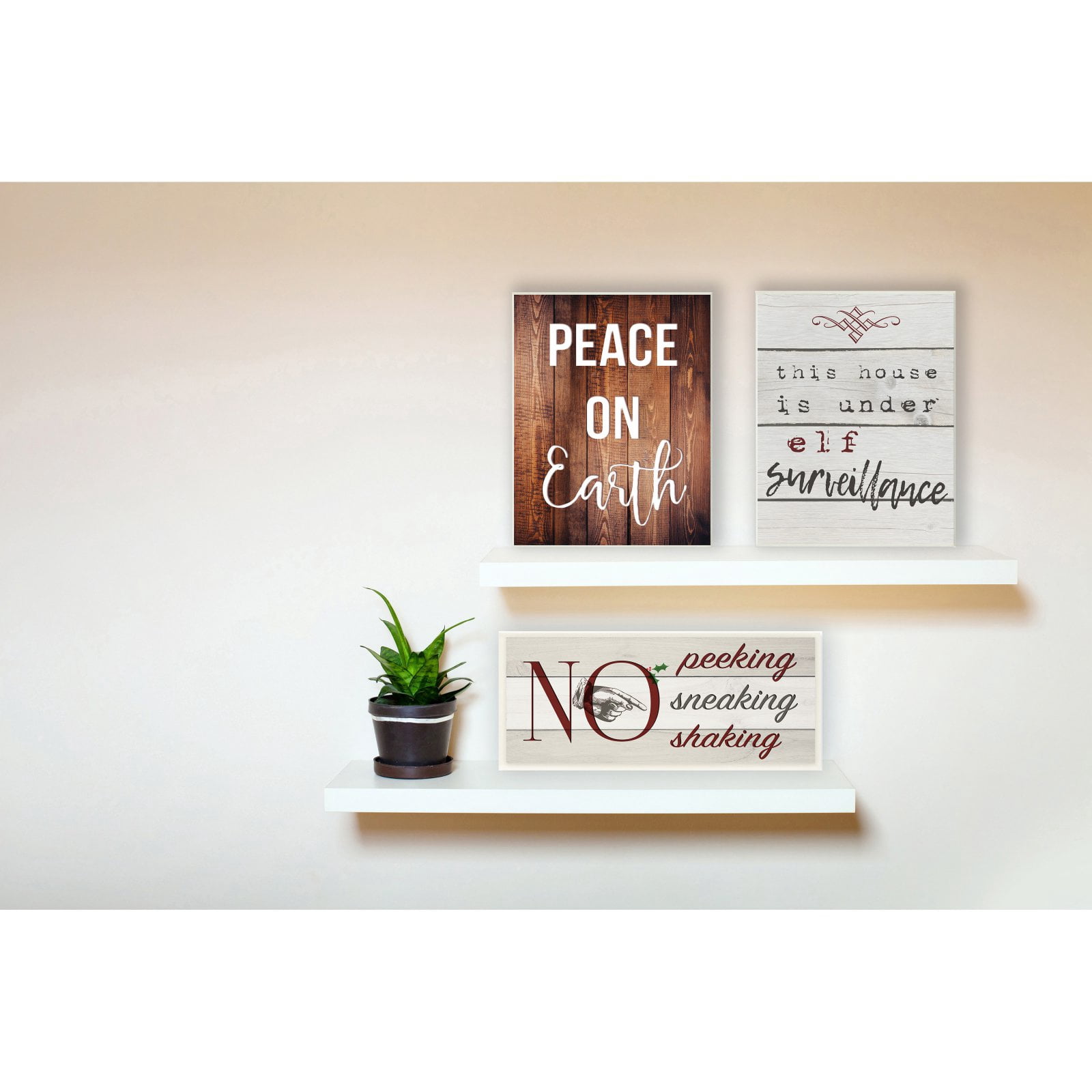 The Stupell Home Decor Collection Peace On Earth Distressed Wood Typography Wall Plaque Art, 10 x 0.5 x 15