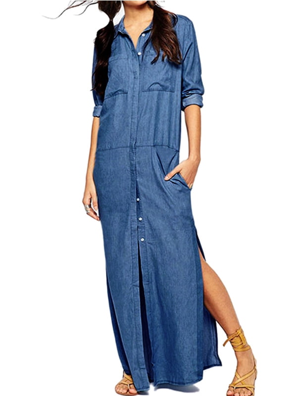 women's denim maxi dresses