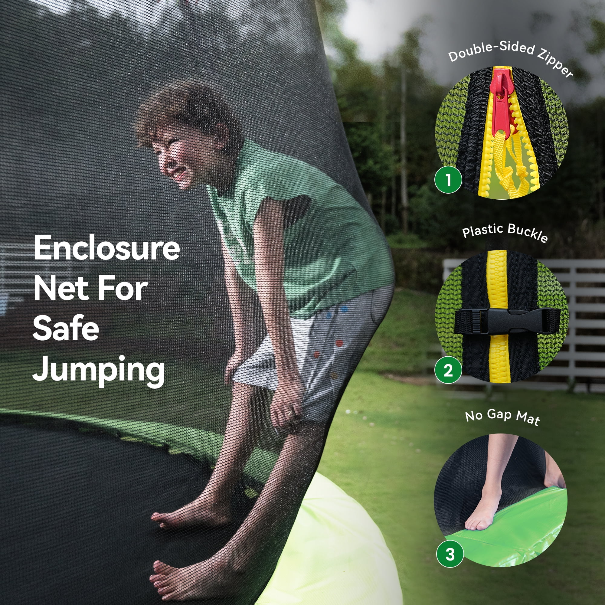 GVDV Outdoor Trampoline, 14' Backyard Recreational Trampoline with Enclosure for Kids & Adults