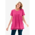 thumbnail image 6 of Woman Within Women's Plus Size Lace-Trim Pintucked Tunic Tunic, 6 of 6