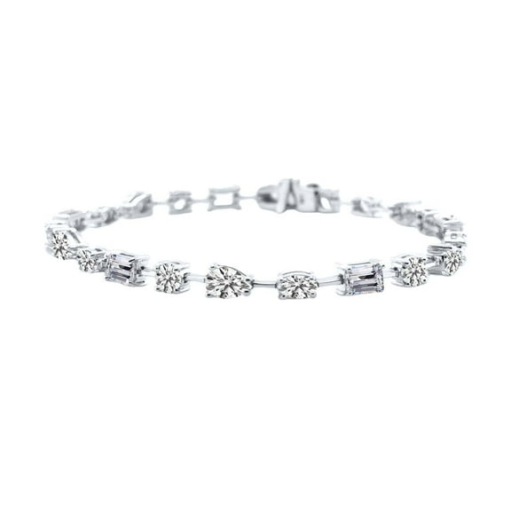 Mauli Jewels 5.90 Ctw 14K White Gold Lab-Grown (F-G Color, VS1 Clarity)Diamond Multi-Shape Tennis Bracelet For Women