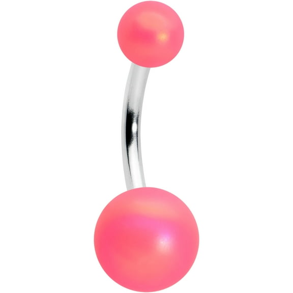 Body Candy Womens 14G Stainless Steel Belly Ring Piercing Aurora Matte Pink Ends Belly Button Ring
