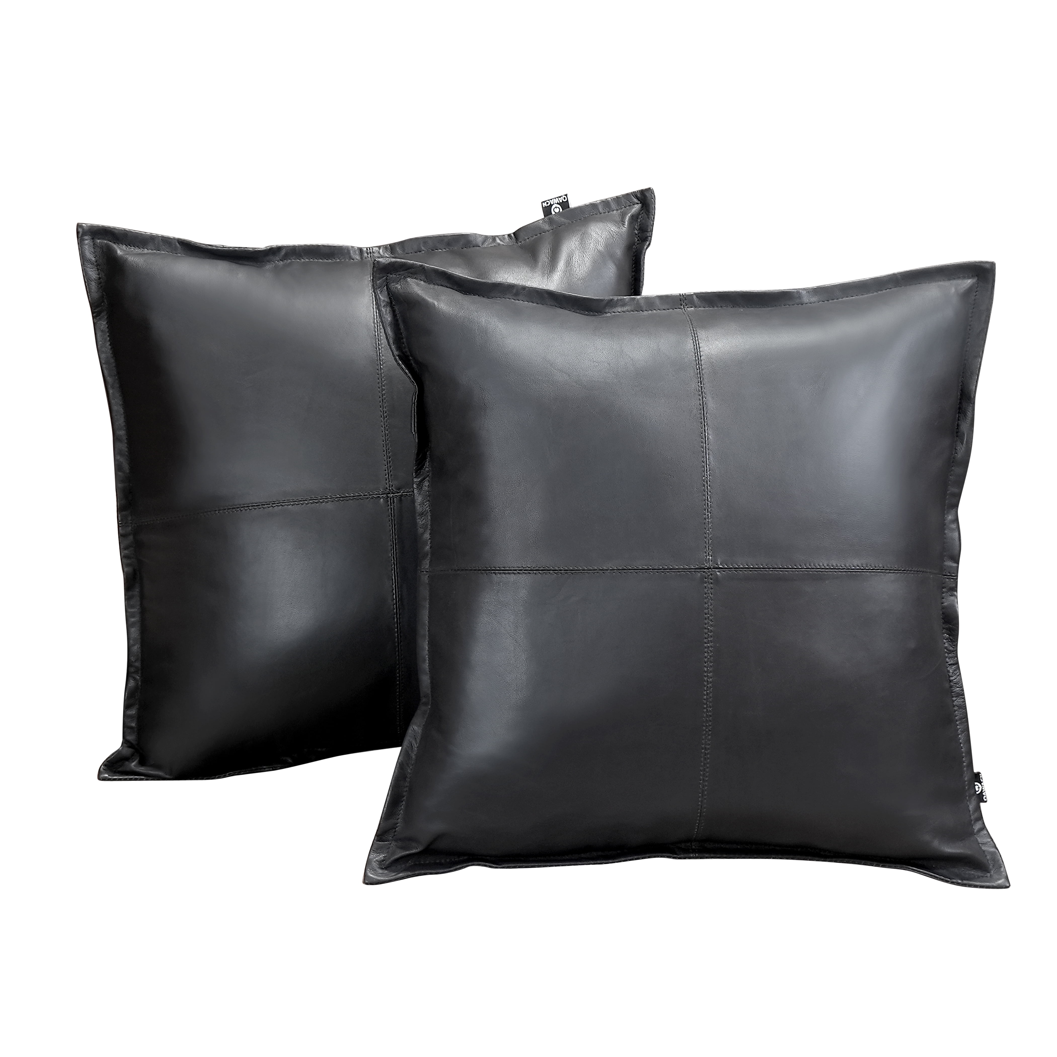Lambskin Leather Pillow Cover, Sofa Cushion Case, Home Decor Style for Living Room & Bedroom, Black Box, 14x14