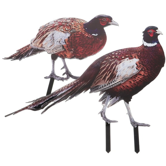 WHAMVOX 2Pcs Multi Acrylic Pheasant Ground Inserted Decor for Patio and Flower Pot 22.50X21.70X0.30in