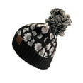 thumbnail image 2 of C.C Exclusive Leopard Pattern Fur Pom Cuffed Beanie - Black, 2 of 4