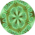 thumbnail image 1 of Ahgly Company Indoor Round Patterned Dark Lime Green Area Rugs, 3' Round, 1 of 6