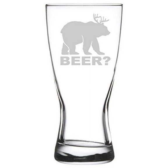 15 oz Beer Pilsner Glass Funny Deer   Bear = Beer