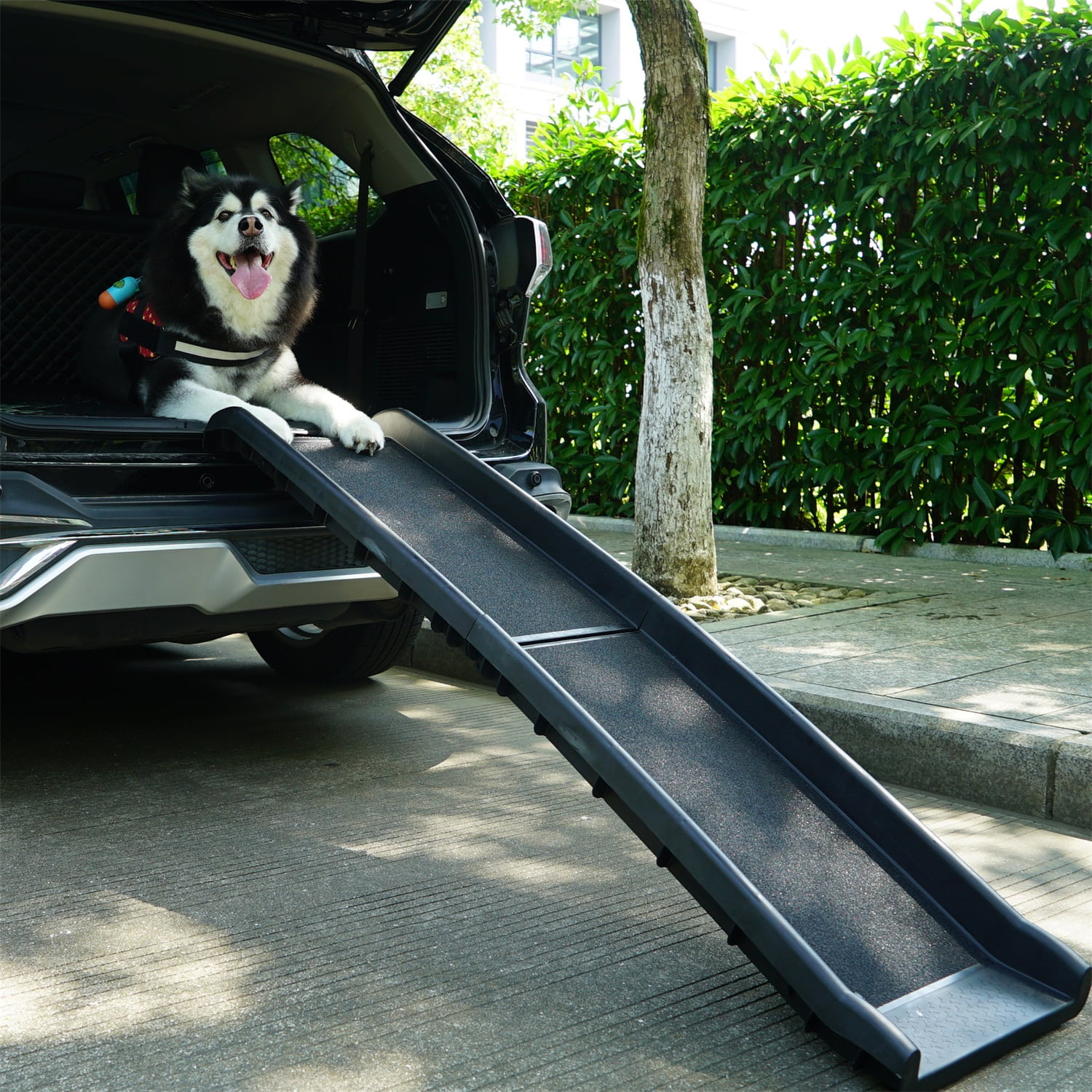 Pefilos 60" Deluxe Telescoping Dog Ramp for Cars, Portable Pet Ramp for Large Dogs, Trucks, & SUVs, Supports up to 165 lb, Easy Storage, Black Pefilos 60" Deluxe Telescoping Dog Ramp for Cars, Portable Pet Ramp for Large Dogs, Trucks, & SUVs, Supports up to 165 lb, Easy Storage, Black