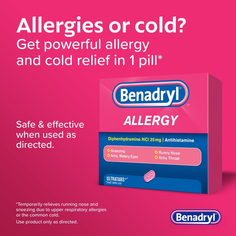 Benadryl Ultratabs Go Packs, 60 Single Use Packets of 2 Tablets
