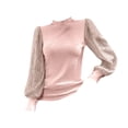 thumbnail image 1 of Suéteres Prolriy para mujer, blusas de lentejuelas brillantes, blusas de manga larga con lentejuelas, blusas elegantes para fiestas, ropa de club, suéteres para mujer, blusas para mujer, rosa XL, 1 of 5