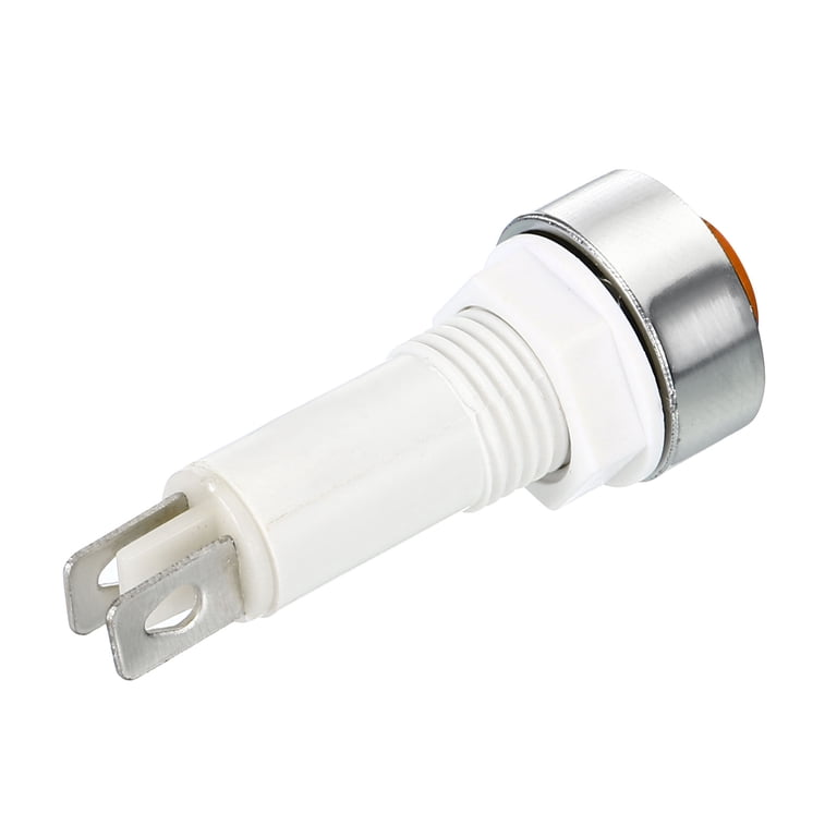 Uxcell 10-Pack 24V AC/DC Yellow Indicator Pilot Lights - 2 Terminals, Threaded Mount, 12x42mm