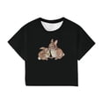 thumbnail image 3 of Graphic Tees for Women Fashion Graphic Print Crop Tee for Daily Casual Wear Women's Short Sleeve Shirt Stylish Streetwear Top Black L, 3 of 3