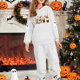 thumbnail image 2 of SERTG Children's Halloween Two-Piece Set Hooded Sweatshirt with Cute Printed +Casual Long Pants Long Sleeved Set Tops and Pants for Kids 2-13 Years(White,10 Years), 2 of 5