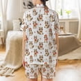 thumbnail image 3 of Lotusprinthandmade Fall Raccoon All-over Print Satin Short-Sleeve Pajamas Set (2XL), fall raccoon satin pajama set for women, 3 of 4