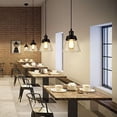 thumbnail image 3 of Industrial Glass Pendant Light with Handblown Clear Seeded Glass Shade, One-Light Adjustable Rustic Mini Pendant Lighting Fixture for Kitchen Island Cafe Bar Farmhouse, Black, 3 of 5