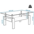 thumbnail image 3 of Rectangle Glass Coffee Table, Tea Table Modern Side Coffee Table with Lower Shelf Suitable for Living Room, 2-Tier Center Coffee Tables for Living Room, Tempered Glass Tabletop & Metal Legs, 3 of 8