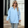 thumbnail image 4 of de Larga con Cuello en V para Mujer, Sudaderas Ligeras, Ropa de Moda de Otoño 2025. Azul L, 4 of 10