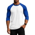 thumbnail image 3 of Men's Heavy Cotton 3/4 Sleeve Raglan Shirt, Classic Baseball Jersey Tee for Daily Casual Wear Royal Blue XXL, 3 of 6