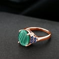 thumbnail image 4 of Gem Stone King 6.45 Ct Green Malachite Blue Created Sapphire 18K Rose Gold Plated Silver Ring (Size 6), 4 of 4