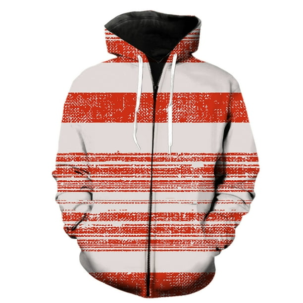 Sudadera con capucha y cremallera de estilo francés a rayas para hombre, chaquetas con capucha, gran oferta 2024, camisetas de hip hop Harajuku de gran tamaño con estampado 3D para adolescentes