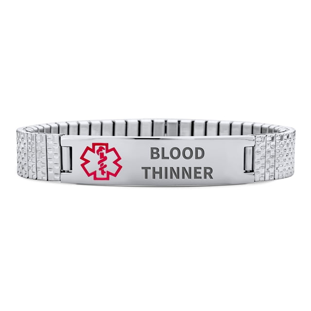 Bracelet à Maillons Extensibles pour Identification de Dilatateur de Sang, Identification Médicale, pour Femmes, Ados, Unisexe, en Acier Inoxydable, Gravé sur Mesure