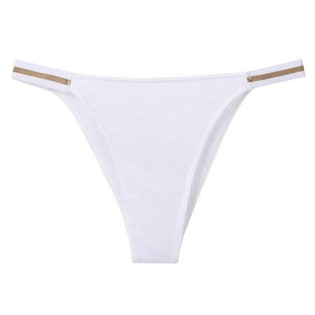 

ZHAGHMIN Thin Strap Thong Brief for Women Cotton Crotch Breathable Underwear Solid Color Low Waist Panties Lingerie Tangas Mujer White SizeL