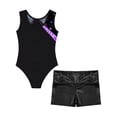 thumbnail image 4 of Hansber Kids Girls Sleeveless Stylish Print Color Block Stretch Bodysuit Dance Unitards with Shiny Purple 6, 4 of 5