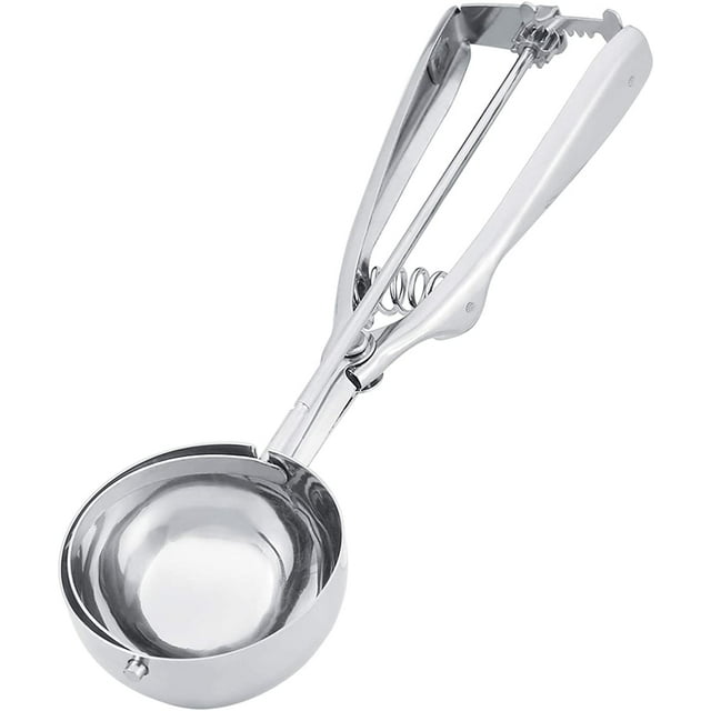 Leopacat Professional Stainless Steel Cookie Ice Cream Scoop Set with Trigger Release Spring Loaded Design for Baking Heavy Duty Dishwasher Safe Multipurpose Diameter Silvery Scooper (6CM)