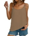 thumbnail image 2 of Tittly Tank Top for Women Womens Loose Tank Tops Summer Tops for Women Cotton Linen Camisole Tops For Women Spaghetti Strap Fit Tank Top Summer 2025 Sleeveless Shirts Brown, 2 of 9