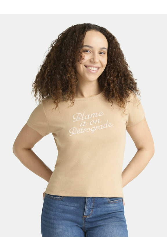 Cactus and Pearl Women's Blame It On Retrograde Graphic Tee, Sizes XXS-2XL