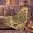 thumbnail image 6 of Celestial World Map with Moon Phases and Laurel, Dreamy Cartography Motif for Travel Lovers, Housewarming Gift, Soft Flannel Blanket for Study Room and Home Library, Elegant Home Decor, 6 of 9
