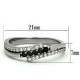 thumbnail image 2 of Women's Stainless Steel Black & Clear Round CZ 3 Row Dual Offset Band Ring, 2 of 5