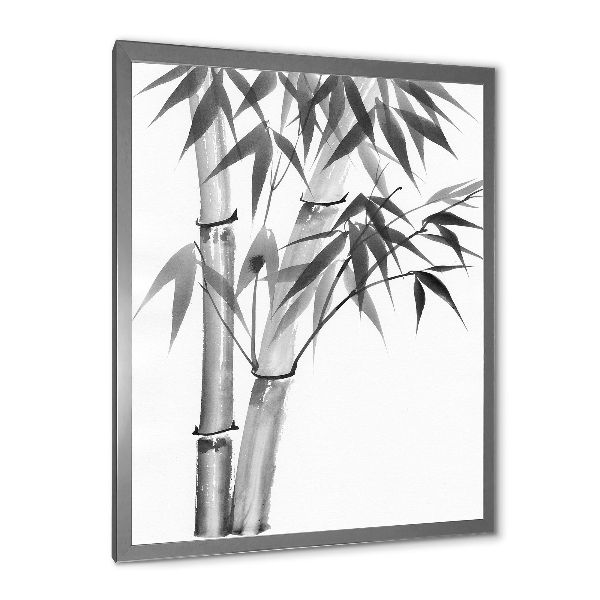 Designart 'Vintage Black and White Bamboo' Traditional Framed Art Print