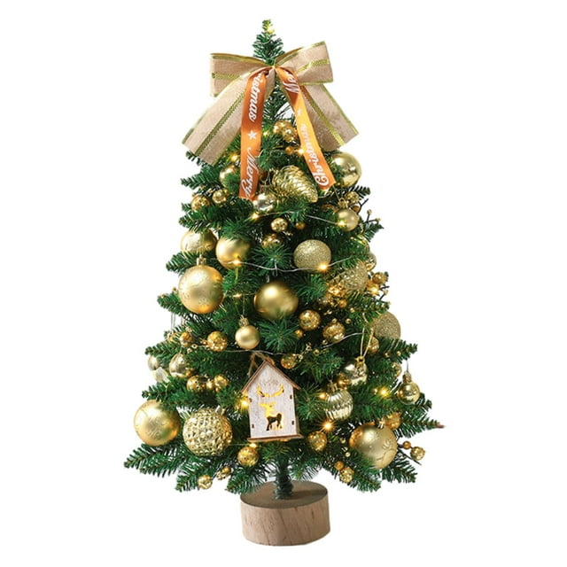 Adorno navideño de mesa para árbol de Navidad 2023, 45 cm de altura, realista. Dorado