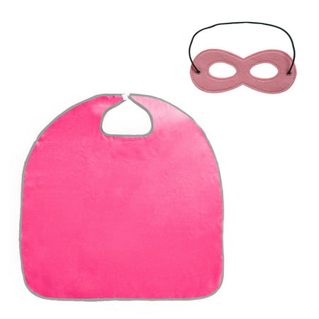 Muka Adult & Kid Superhero Capes with Felt Mask Set For Halloween Costume-rose red-19.7in x 27.6in