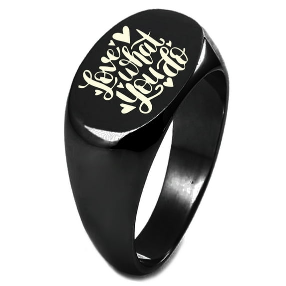 Sterling Silver Love What You Do Engraved Oval Flat Top Polished Ring