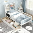 thumbnail image 6 of Costway Twin Size Bed Frame with 2 Drawers Bookcase & Blackboard Full-length Guardrails, 6 of 10