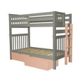 thumbnail image 4 of Bedz King Tall Bunk Beds Twin over Twin Mission Style with a Pink End Ladder and 2 Pink Under Bed Drawers Gray, 4 of 6