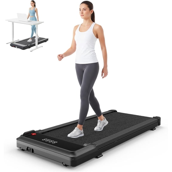 Compact Armless Treadmill, Space Saving Design for Home & Office, Quiet Under Desk Walking Pad, 200 Lbs Capacity 3 in 1 Portable Walking Treadmill